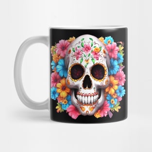 Colorful Floral Sugar Skull Day Of The Dead Mug